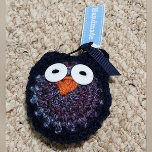 Crochet Dark Purple Owl Keychain Charm
